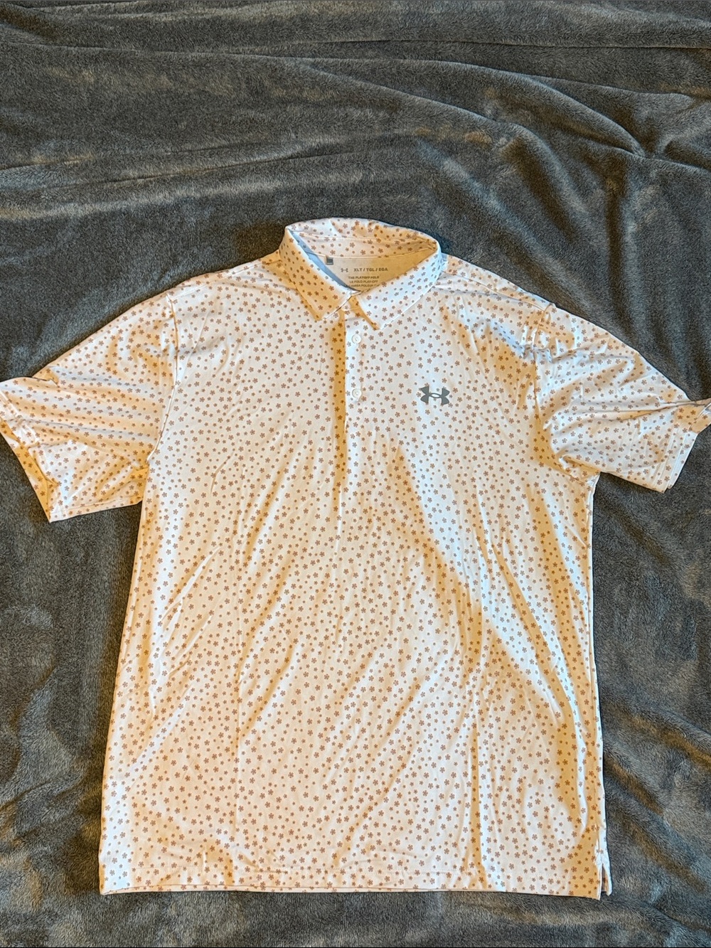 Under Armour Men's White Polo with Small Navy Print